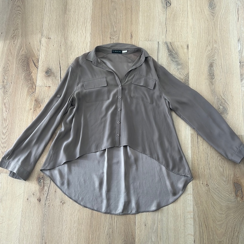 Brown High Low Button Down Shirt
